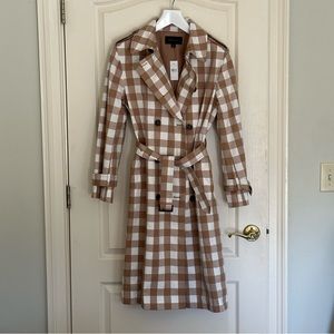NWT Ann Taylor Gingham Trench Coat